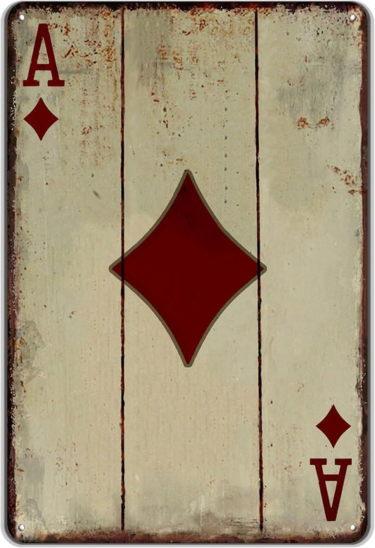 Vintage Poker Wall Decor Metal Sign Retro tin Sign Wall Decorative Signs for Man Cave Home Cafe Pub bar Shop 12x8 Inch Dianmond Ace by TREEPERI