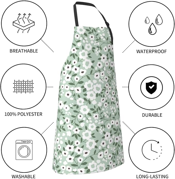 Perinsto Waterproof Apron With 2 Pockets Kitchen Chef Aprons Bibs For Cooking Baking Painting Gardening Grooming - Image 5