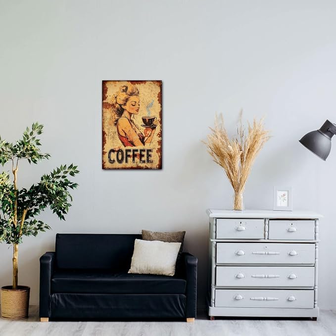 Funny Vintage Coffee Lovers Tin Sign Collection Wall Art – Retro Wall Decoration For Cafe Bar/Garage/Man Cave/Kitchen, 8x12 Inches (Q, 12X8X0.08 IN) - Image 3