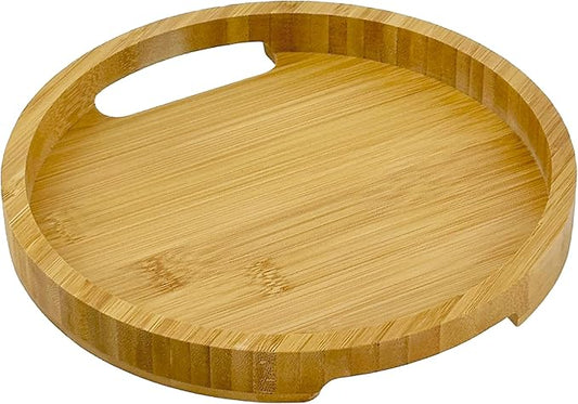 Bam & Boo Round Serving Tray with Handles Natural Bamboo (9") - Food, Storage, Decor for Breakfast, Parties, Weddings, Picnics