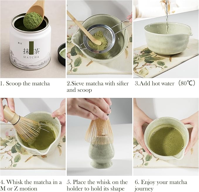 Matcha Whisk Set, 8 PCS Matcha Bowl Set with Whisk and Tea Scoop - Traditional Matcha Kit for Authentic Matcha Preparation, Perfect for Gift