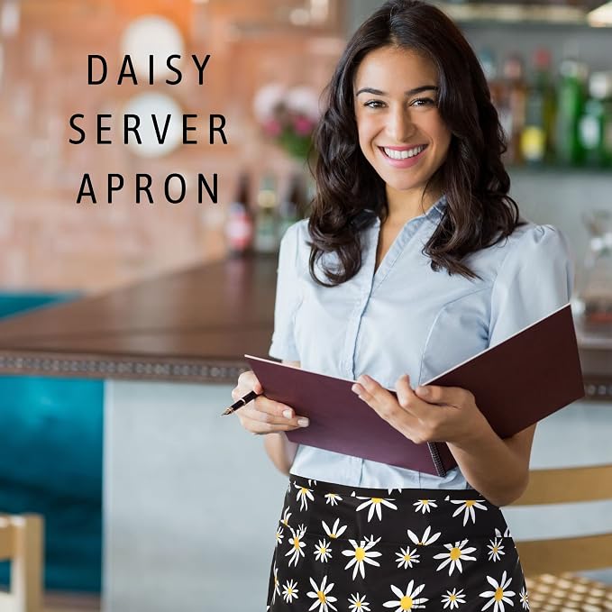 Plum Hill Cute Half Apron with Pockets - Waitress Apron for Servers – Teacher Apron with 3-Pockets - Image 3