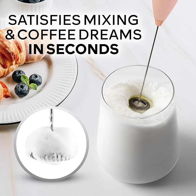Zulay Kitchen Powerful Milk Frother Wand With 4 AA Duracell Batteries - Ultra Fast Handheld Drink Mixer - Electric Whisk Foam Maker for Coffee, Lattes, Cappuccino, Matcha & Creamer