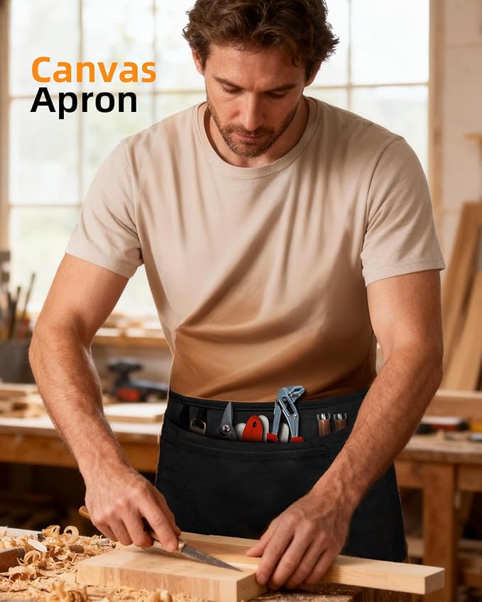 Canvas Work Waist Apron with 3 Pocket - Image 2