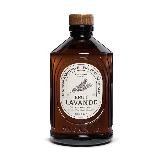 Bacanha Organic Raw Lavender Syrup - Premium French Floral Syrup - Herbaceous & Sweet Flavor for Cocktails, Lemonades & Teas - Gourmet Organic French Syrup for Coffee, Lattes - 400ml Glass Bottle by Bacanha
