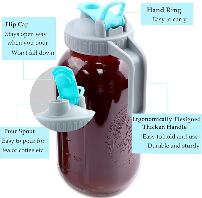 GMSWEET Mason Jar Cold Brew Coffee Maker 64 OZ (2 Quart) Wide Mouth Cold Brew Pitcher With Brew Filter For Coffee, Iced Tea, Sun Tea, Lemonade