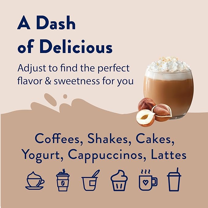 Jordan's Skinny Mixes Sugar Free Coffee Syrup, Hazelnut Coffee Flavoring Syrup, Zero Calorie Drink Mix, Lattes, Baking, Protein Shake or Cocktail, Dairy & Gluten Free, Kosher, 25.4 Fl Oz