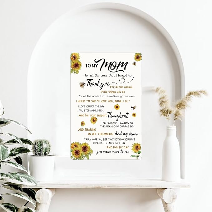 Sunflower Metal Sign for Mom - Mother's Day, Birthday, Thank You Gift - 12 x 8 inches - Image 8