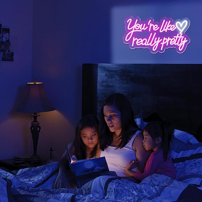 You're Like Really Pretty Neon Sign, Neon Signs for Wall Decor, Pink Led Neon Light for Wall Decor, USB Dimmable Led Neon Light Sign for Wedding, Bedroom, Home Decor