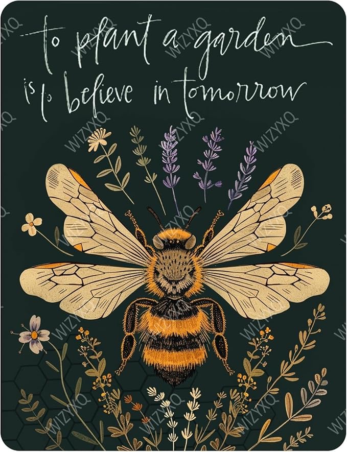Funny Bee and Flowers Metal Signs to Plant A Garden Is To Believe In Tomorrow Vintage Tin Sign Retro Wall Decor for Home Farmhouse Yard Garden 8×12 Inches by CreatingThoughtfullyDesigned