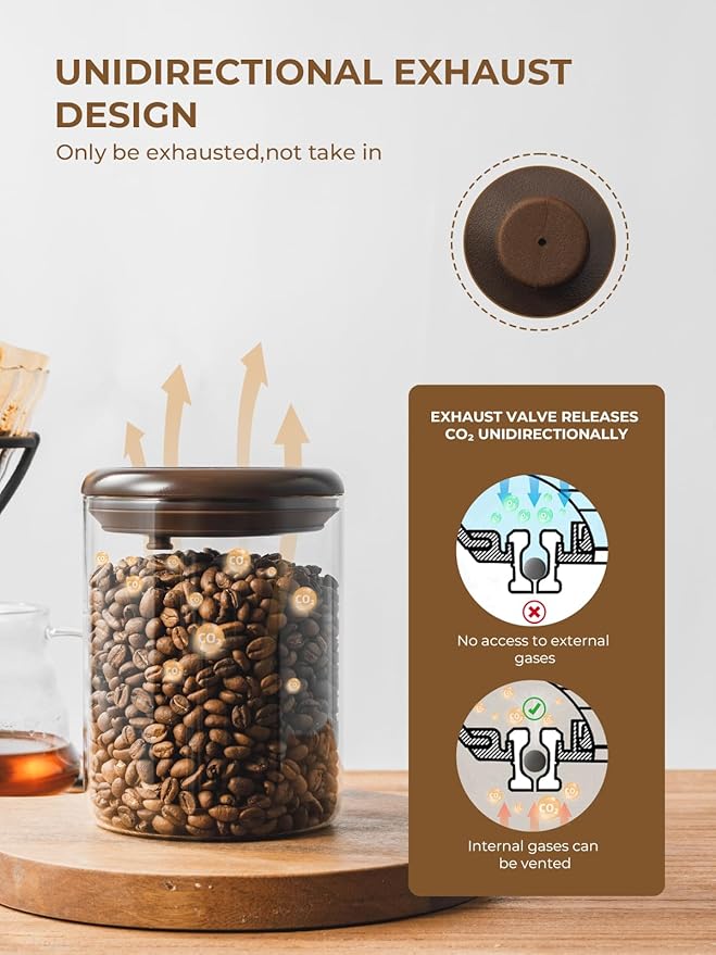 Glass Coffee Container - 10 oz Pop Top Coffee Storage Airtight Canister, Large Ground Coffee Containers Coffee Jars with Lids, 0.63lb, 2 Pack