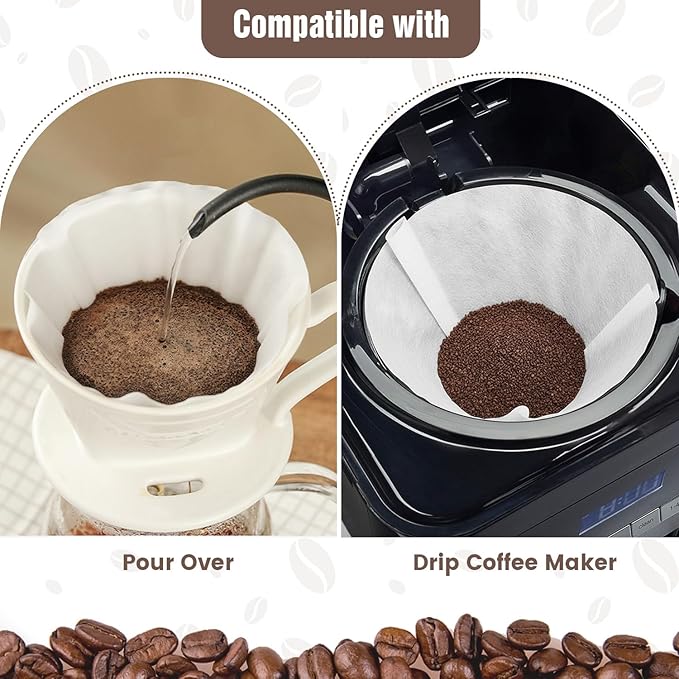 200Pcs Cone Coffee Filters #4, Clinuse White Size 04 Coffee Filters 8-12 Cup, Disposable Natural Paper Filters, No.4 Cone Filters Compatible with Ninja, Cuisinart, Pour Over and Drip Coffee Maker