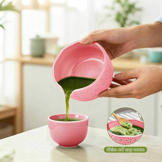Matcha Whisk Set, 7 Pcs Matcha Making Kit with Matcha Bowl, Matcha Whisk and Holder, Bamboo Scoop, Scoop Rest, Sifter and Tea Towel，Gifts for Christmas Birthday
