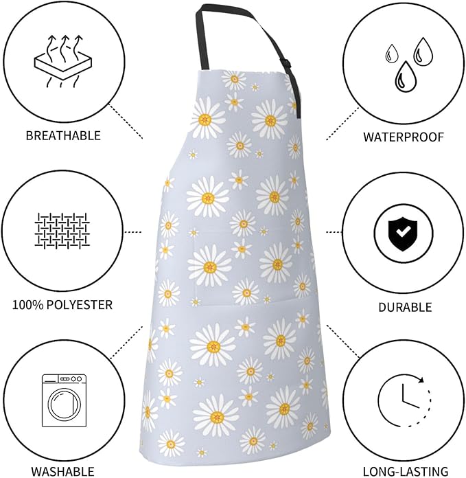 Perinsto Waterproof Apron With 2 Pockets Kitchen Chef Aprons Bibs For Cooking Baking Painting Gardening Grooming - Image 5