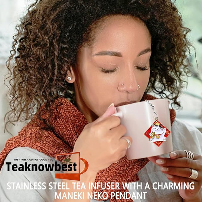 3 Pcs Lucky Cat Tea Infuser, Loose Leaf Tea Steeper, Cute Heart Shaped Metal Tea Ball, Reusable Tea Strainers Make Tea Drinking More Enjoyable (3, Lucky Cat)