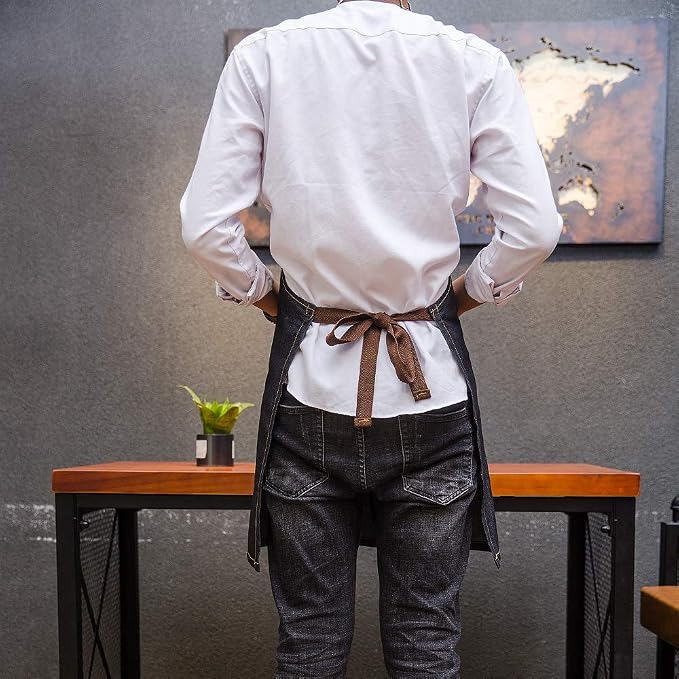 Unisex adjustable multi pocket denim apron for Chef Kitchen BBQ and Studio - Image 3