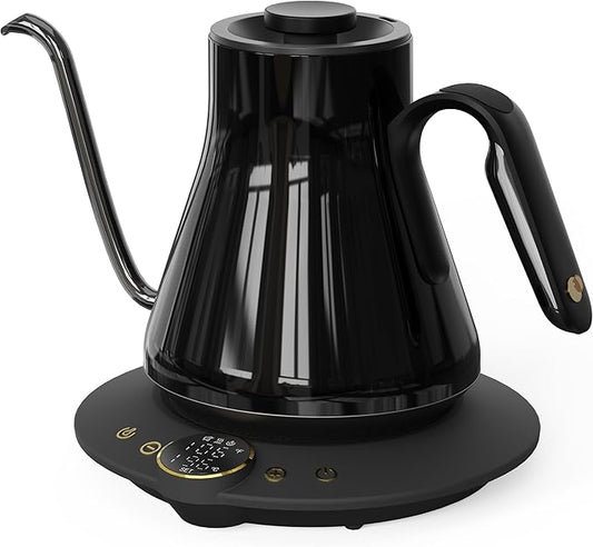 Cocinare Barista Collection Gooseneck Electric Kettle, ±1℉ Precise Temperature Control for Pour-Over Coffee & Tea, Quick Heating 1500W, Stainless Steel Interior, 0.9L (Gustav Gold)