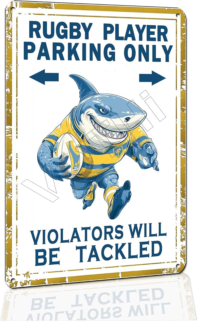 Funny Boys Room Decor Rugby Parking Only Metal Tin Sign Bedroom Posters Sports Fan Cave Sign 8x12 inch by VOTHI