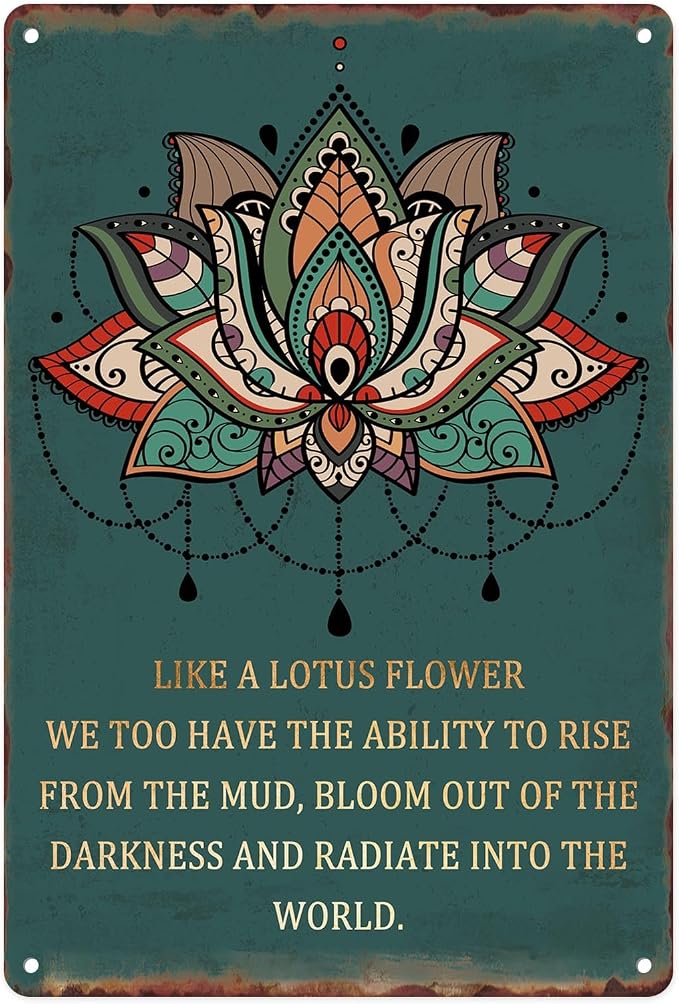 Sanwarm Metal Sign 8X12 Inch, Like A Lotus Flower Inspirational Lotus Vintage Tin Sign Wall Art Decor for Home, Living Room, Kitchen, Garden, Bedroom, Office, Hotel, Cafe And Pub Decoration by SanwarmHomeDecor