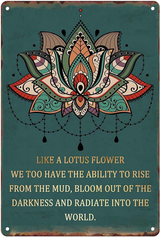 Sanwarm Metal Sign 8X12 Inch, Like A Lotus Flower Inspirational Lotus Vintage Tin Sign Wall Art Decor for Home, Living Room, Kitchen, Garden, Bedroom, Office, Hotel, Cafe And Pub Decoration by SanwarmHomeDecor