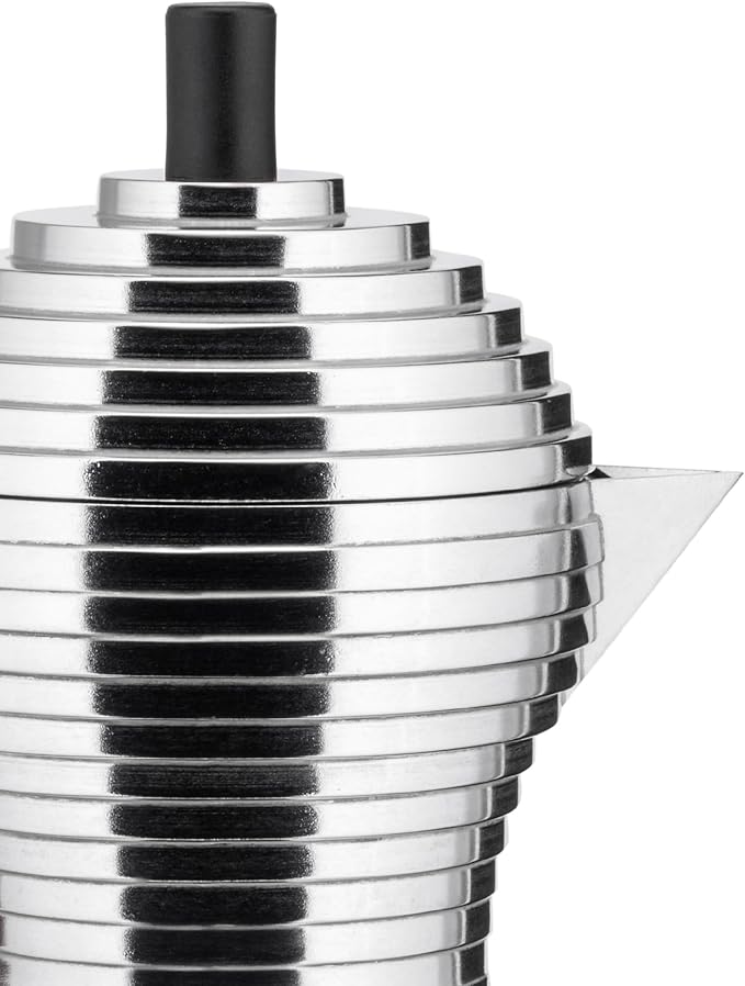 Alessi MDL02/3 B "Pulcina" Stove Top Espresso 3 Cup Coffee Maker in Aluminum Casting Handle And Knob in Pa, Black