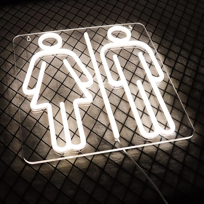 JFLLamp Toilets Neon Signs for Wall Decor Neon Lights for Bedroom Led Business Signs Suitable for Washroom Restroom Christmas Birthday Party Unique Gift for Lover, 5V Power Adapter, 13*12 Inch(White)
