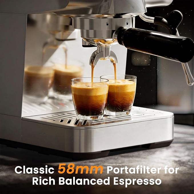 COWSAR Espresso Machine, 20 Bar Espresso Maker with Milk Frother Steam Wand, LED Display, Home Barista Machine for Latte & Cappuccino