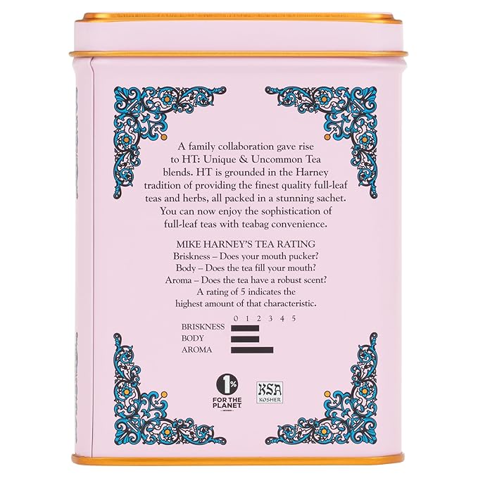 Harney & Sons Caffeinated Blossom Green Tea Tin Sachets Pink 31629, Cherry, 20 Count (Pack of 1)