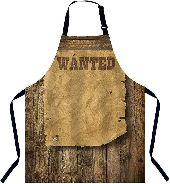 Torn Wild West Wanted Waterproof Apron Kitchen Chef Aprons Bibs for Grooming Cooking Baking Painting Gardening by Unknown