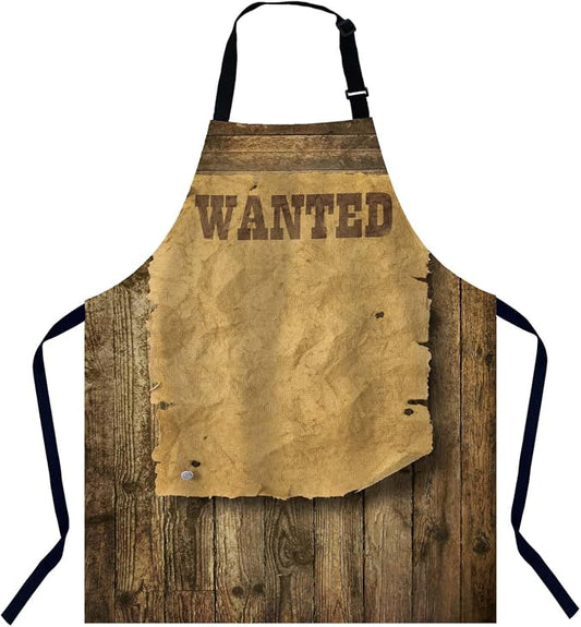 Torn Wild West Wanted Waterproof Apron Kitchen Chef Aprons Bibs for Grooming Cooking Baking Painting Gardening by Unknown