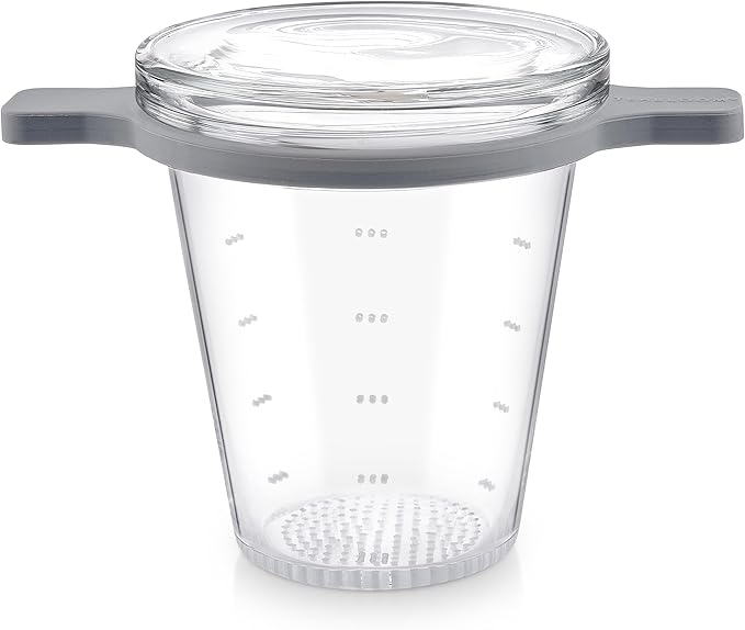 Teabloom Patent-Pending Purity Glass Tea Infuser with Lid – 3.3 Borosilicate, Laser-Perforated Filter, Universal Fit for Cups & Teapots, Toxin-Free Brewing for Whole-Leaf Tea