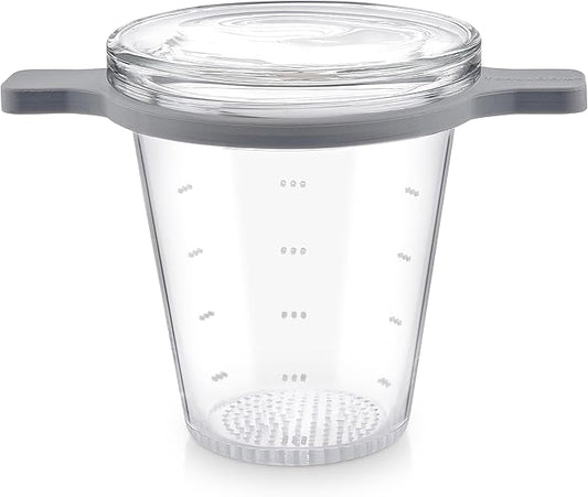 Teabloom Patent-Pending Purity Glass Tea Infuser with Lid – 3.3 Borosilicate, Laser-Perforated Filter, Universal Fit for Cups & Teapots, Toxin-Free Brewing for Whole-Leaf Tea