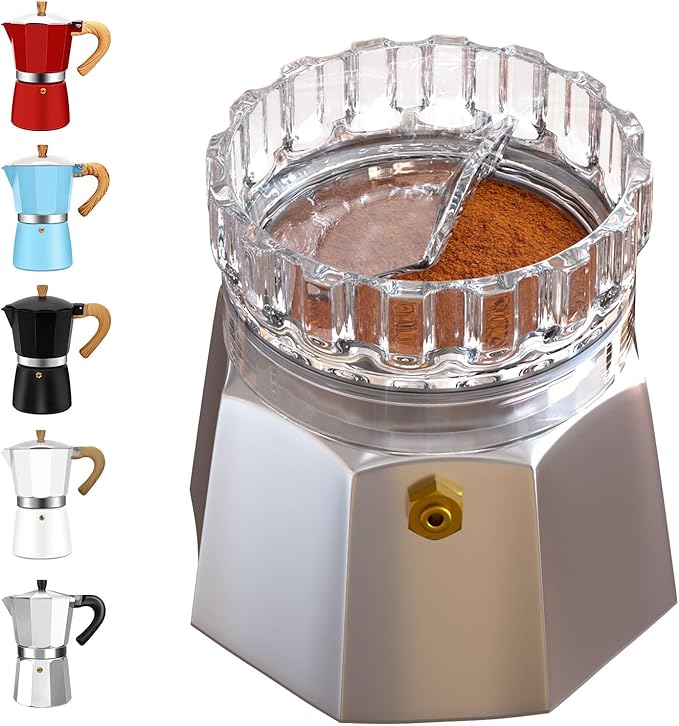 Moka Pot Dosing Funnel Transparent Mocha Dispenser Precise Volume Control Perfect Extraction Ratio for 6 Cup Aluminum Espresso Stovetop Coffeemaker-L72mm
