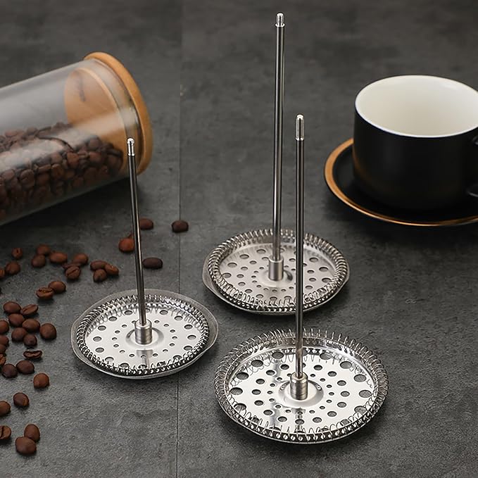 5-piece Stainless Steel French Press Brewing Set Replacement Kit,Stainless Steel 34 oz French Press Filter Replacement Parts (Silver, 600ml)