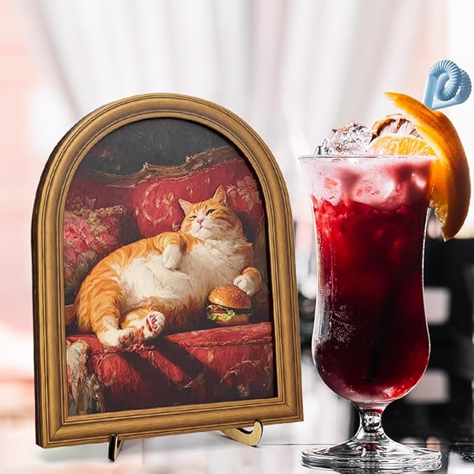 3D Funny Lazy Cat Wall Art Sign for Kitchen Decor, Food Lover Cat Portrait Wall Decor, 8x10 Inch