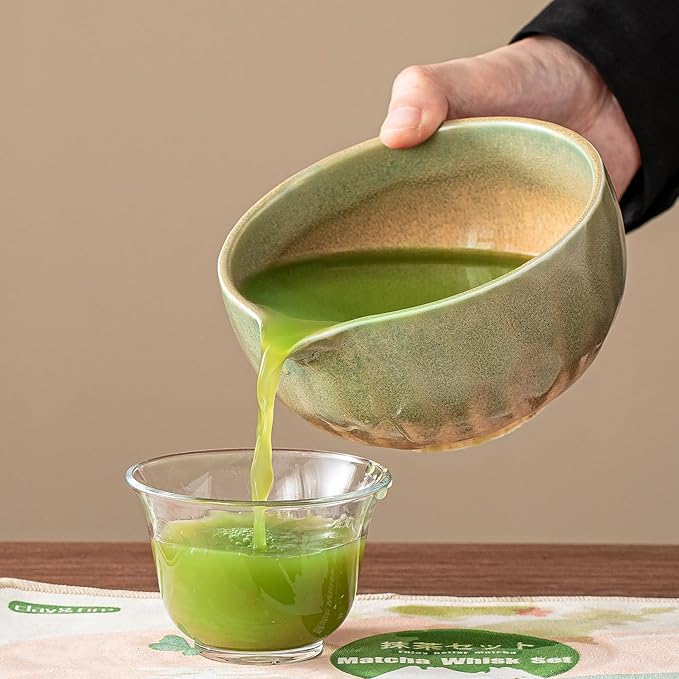 Clay&Fire Matcha Whisk Set，9 Pcs Ceramic Matcha Set, 15 OZ Matcha Bowl with Spout and Whisk for Friend, Ideal Gift for Matcha Lover（Starry）
