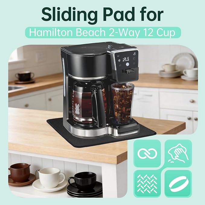 Sliding Pad for Hamilton Beach 2-Way 12 Cup Programmable Drip Hot and Iced Coffee Maker (11.5"×10.2")- Smooth Glide with Anti-Slip Base - Perfect Accessories Fit for Hamilton Beach Coffee Maker