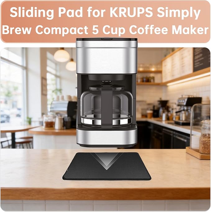 Sliding Pad for KRUPS Simply Brew Compact 5 Cup Coffee Maker (8.7"×6.3")- Smooth Glide with Anti-Slip Base - Perfect Accessories Fit for Krups Coffee Makers