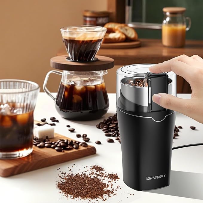 Spice Grinder Electric, Electric Coffee Bean Grinder for Kitchen, Stainless Steel Removable Chamber, Up to 12 Cups, Easy for Coffee Beans,Spices,Herb,flaxseed and Nuts, Silver