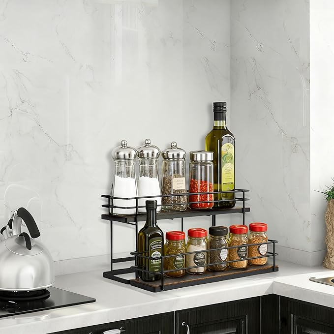 Coffee Syrup Organizer rack, 2 Tier Syrup Holder(8 Bottle Capacity) for coffee bar syrup storage,kitchen condiment organization and wine display.