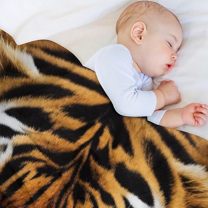 Beautiful Tiger Bamboo Eye Nose Super Soft Throw Blanket, Rustic Whisker Orange Flannel Fleece Decorative Throw for Sofa Couch Bedroom Decor Outdoor Use 60"x80"