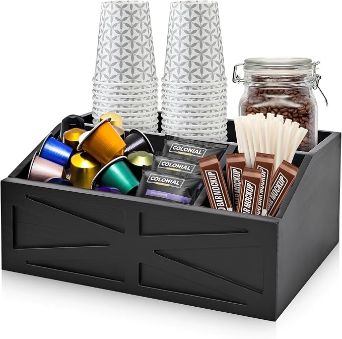 Coffee Station Organizer for Countertop, Coffee Bar Accessories Storage, Syrup Holder by ZELURA