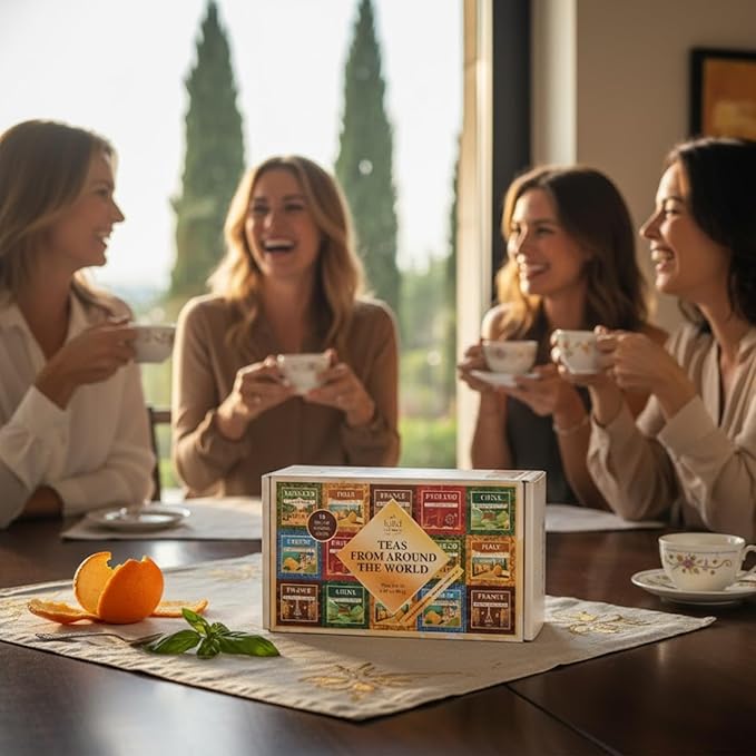 Exotic Teas of the World Gift Set – 90 Count International Tea Bags Variety Pack | Global Sampler Box Featuring England, France, Italy, Morocco, Greece & China | Gourmet Assorted Gift Travel Lovers