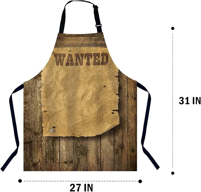 Torn Wild West Wanted Waterproof Apron Kitchen Chef Aprons Bibs for Grooming Cooking Baking Painting Gardening - Image 2