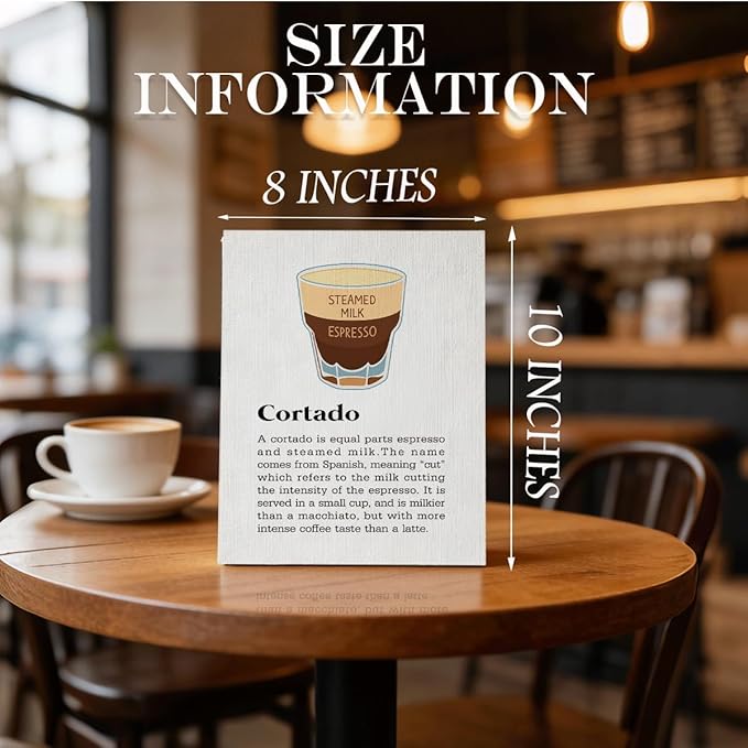 RTVJTERQ Cortado Oil Painting, 8x10 Inches Espresso & Steamed Milk Art Print, Artistic Wall Decor for Kitchen & Café, Unique Hanging Piece, Warm Gift For Beverage Enthusiasts