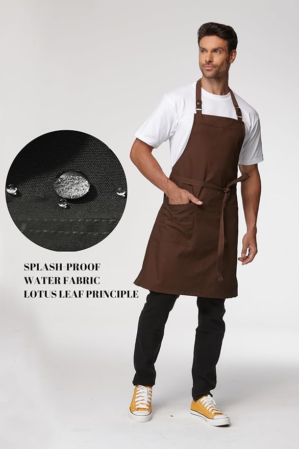 Chef Men Canvas Waterproof Apron Pocket 4251GB | Polyester Cotton Canvas Apron for BBQ Grilling Kitchen Cooking, Adjustable Neck, Durable & Comfortable - Image 5