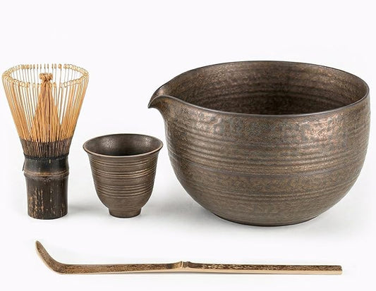 Matcha Whisk Set, 4-Piece Matcha Kit with Handmade Ceramic Bowl, 100-Prong Bamboo Whisk & Holder, Tea Scoop– Premium Matcha Tea Set for Beginners & Tea Lovers, Gift Ready