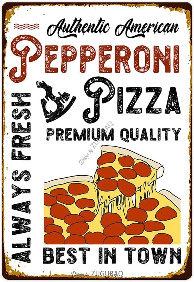 Pizza Tin Signs Vintage Metal Sign Funny Food Art Printing Poster Wall Decor for Home Kitchen Bar Restaurant Cafe Pub Indoor Outdoor 12x8 Inch Hanging Plaque by ZUGUBAQ