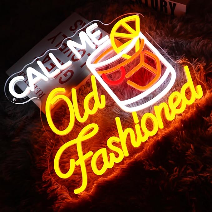 Call Me Old Fashioned Neon Sign for Wall Decor Dimmable Whiskey Led Sign for Bar USB Powered Neon Light for Man Cave Wine Tasting Club Home Pub Party Decoration Gift for Men Dad