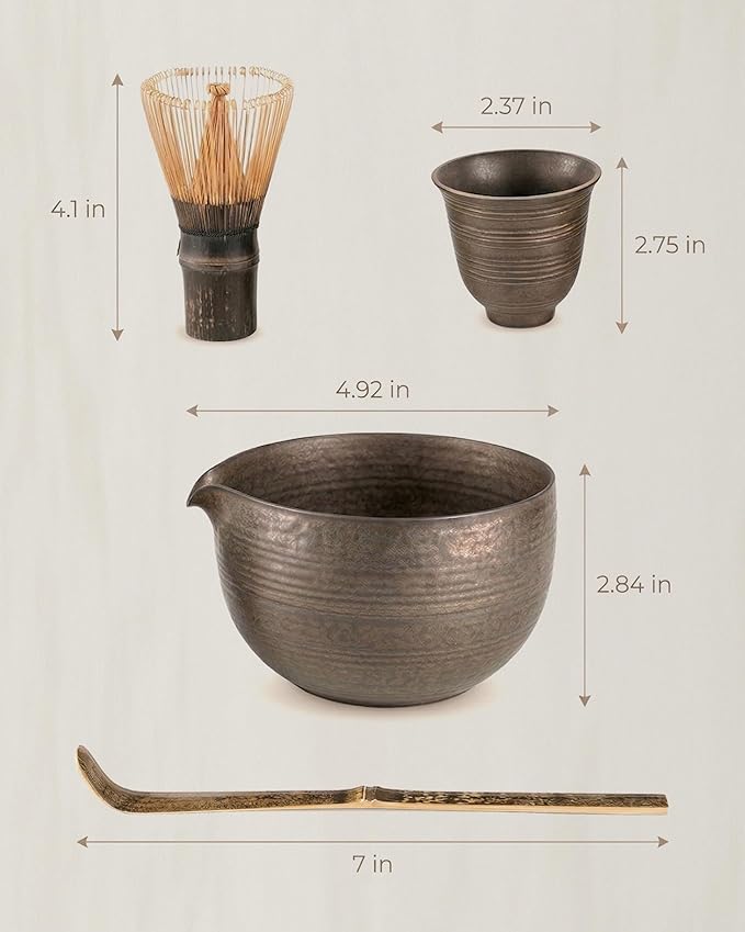 Matcha Whisk Set, 4-Piece Matcha Kit with Handmade Ceramic Bowl, 100-Prong Bamboo Whisk & Holder, Tea Scoop– Premium Matcha Tea Set for Beginners & Tea Lovers, Gift Ready